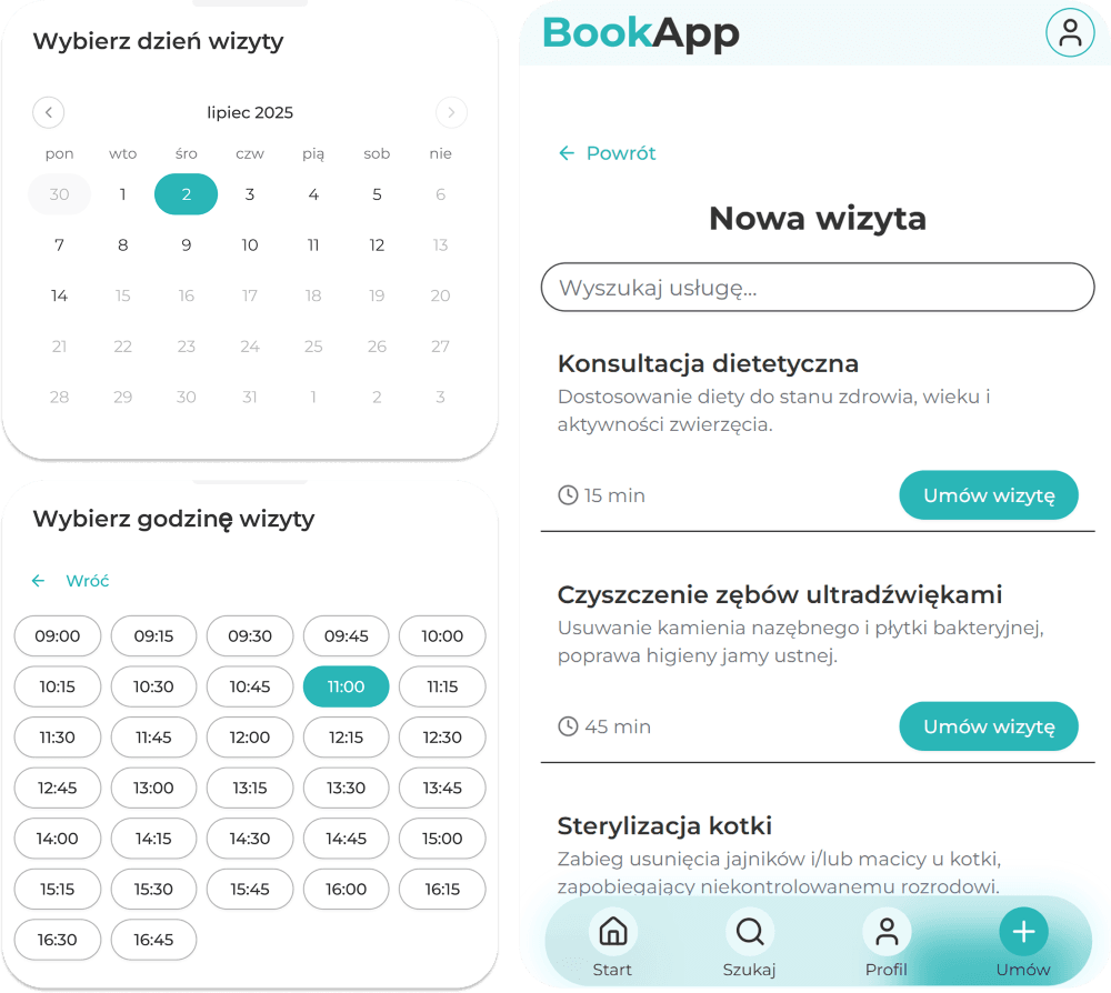 Panel klienta systemu BookApp
